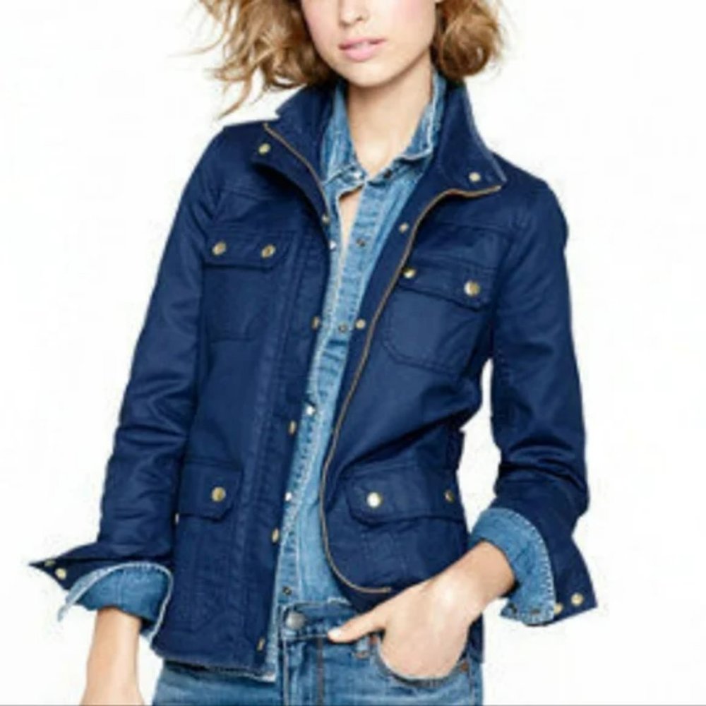 J. Crew The Field Jacket - Waxed Canvas Navy Jacket XS